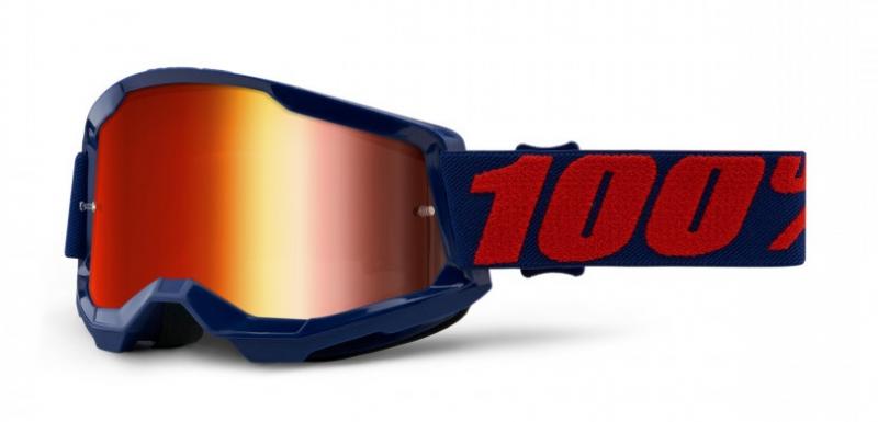 100% Strata 2 Navy Crossglasögon, Rödspegel Siktskiva