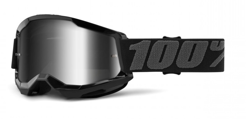 100% Strata 2 Svart Crossglasögon, Silverspegel Siktskiva