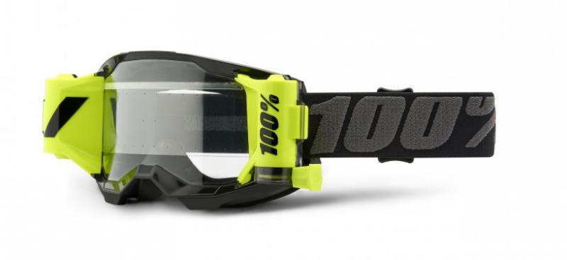 100% Strata 2 Forecast Crossglasögon Svart/Gul, Klar Siktskiva