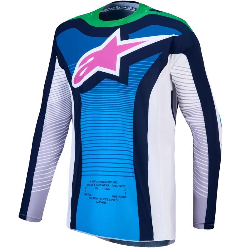Alpinestars Techstar Maven Crosströja Vit/Blå/Grön Fluo