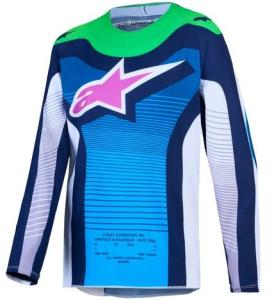 Alpinestars Supertech Maven Barn Crosströja Vit/Blå/Grön Fluo