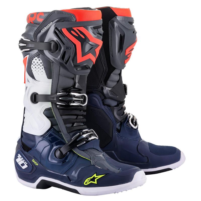 Alpinestars Tech 10 Crosstövlar Mörkgrå/Mörkblå/Röd