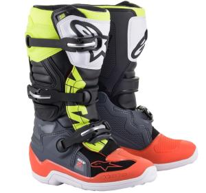 Alpinestars Tech 7s Barn Crosstövel Grå/Röd/Gul Fluo
