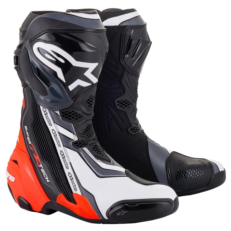 Alpinestars Supertech R Stövel Svart/Fluo-Röd/Vit/Grå