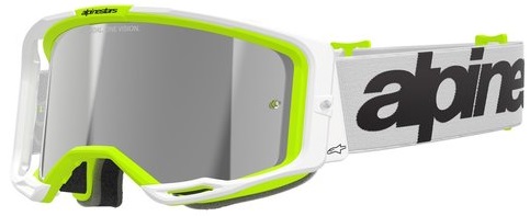 Alpinestars Vision 8 Wordmark Crossglasögon Vit/Fluo-Gul/Silverspegel