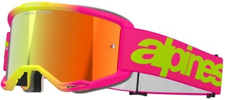 Alpinestars Vision 5 Wordmark Crossglasögon Rosa/Fluo-Gul/Rödspegel