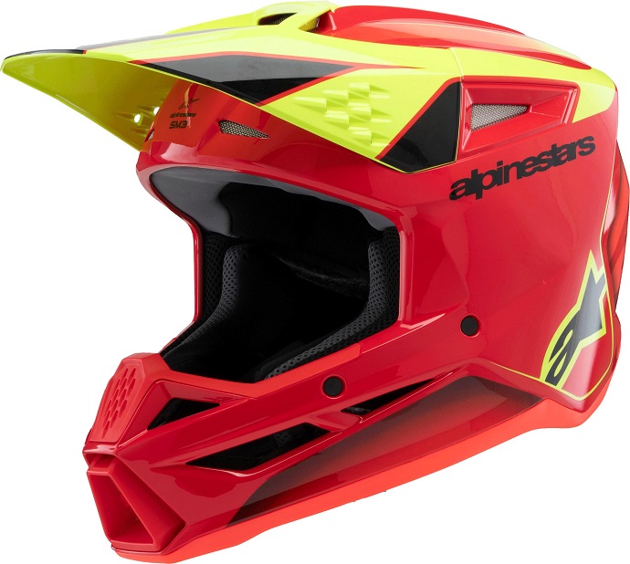 Alpinestars S-M3 Fray Hjälm Svart/Röd/Fluo-Gul