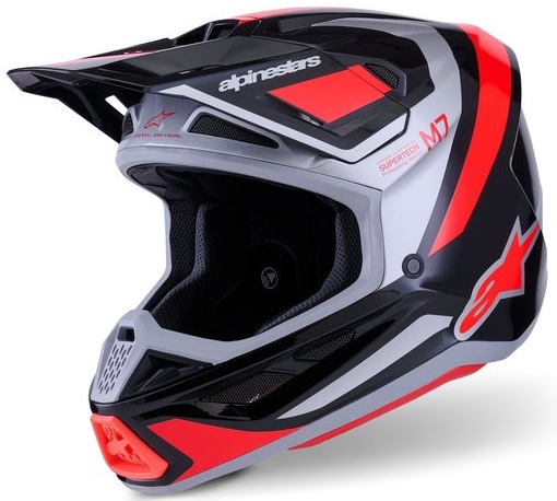 Alpinestars S-M7 Rise Hjälm Svart/Silver/Fluo Röd
