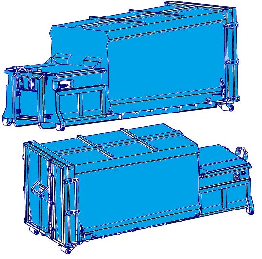 Komprimator hydraulisk med 2 kammare