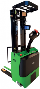 FRENDIX Eldriven däckstaplare, 5 nivåer, med skyddstak & kamerasystem