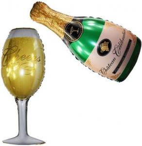 Champagneglas och flaska set