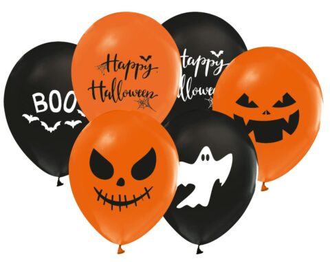 Halloween Latexballonger svart/orange 8-pack