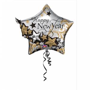 Happy new year ballong med stjärn-effekt