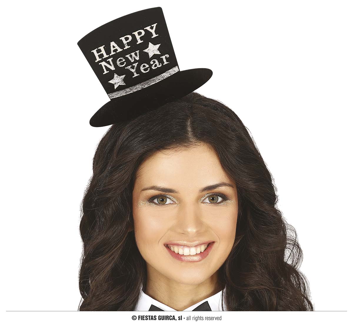Diadem med hatt Happy new year Silver