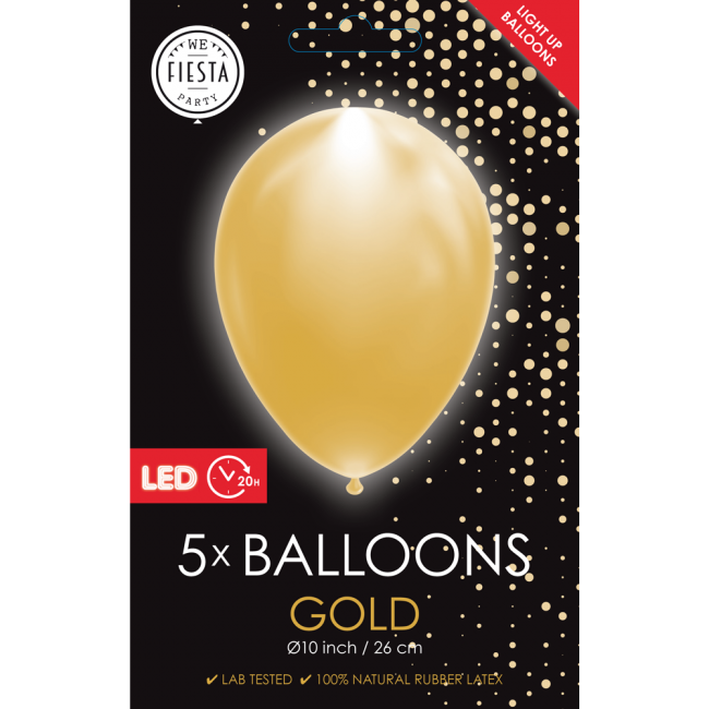 LED Ballonger Guld 10"
