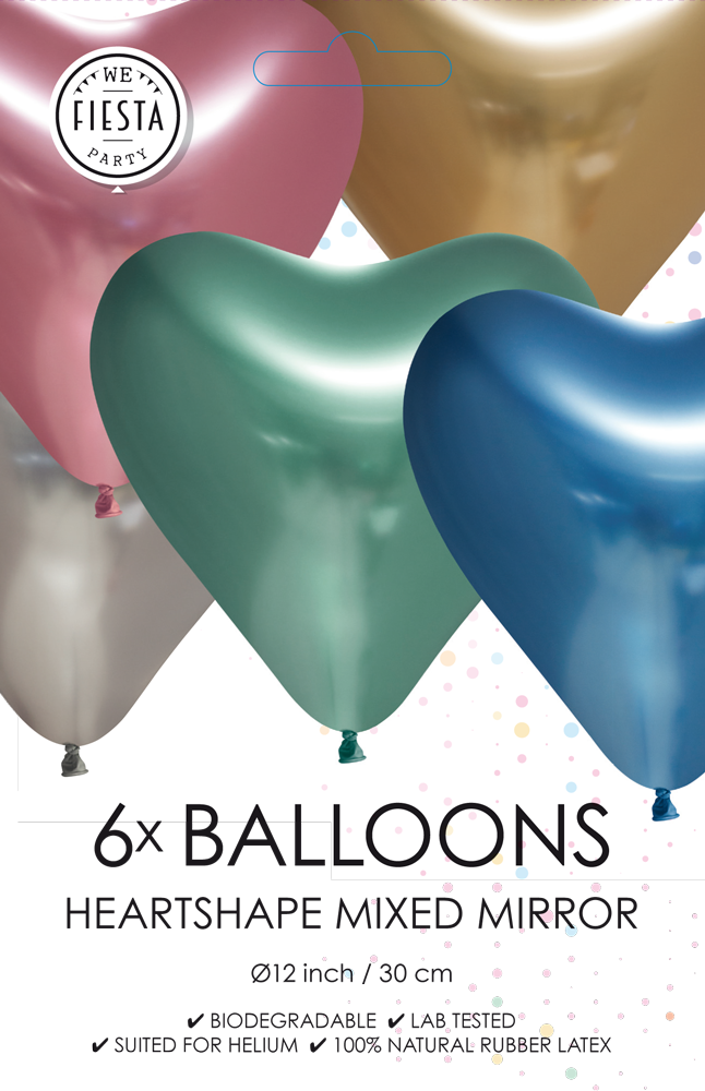 6st Chrome Multifärgad Hjärtformade ballonger