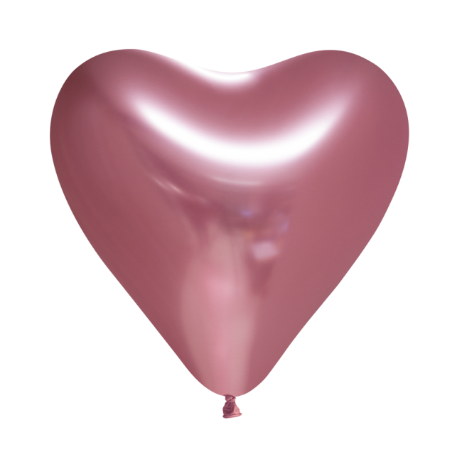 6st Chrome Rosa Hjärtformade ballonger