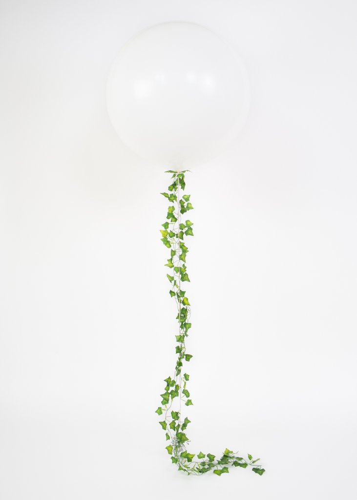 Extra Stor Vit Latexballong med växtblad