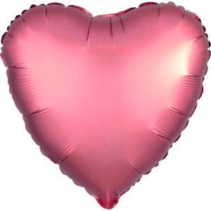 Folie ballong satin hjärta rosa