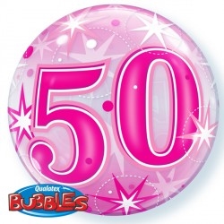 Bubbles ballong 50 år rosa