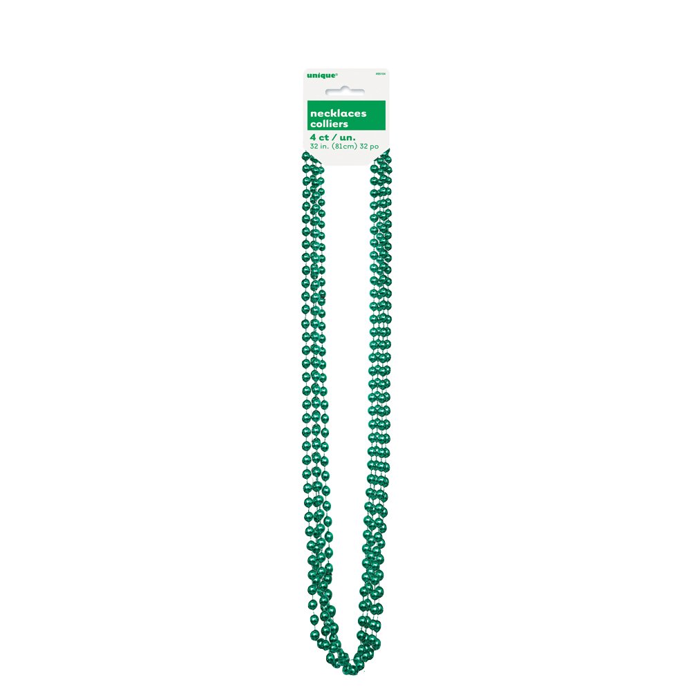 Grön metallic pärlhalsband  80cm 4-pack