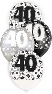 40 svart glitter Latexballonger 12"
