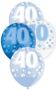 40 blå glitter Latexballonger 12"