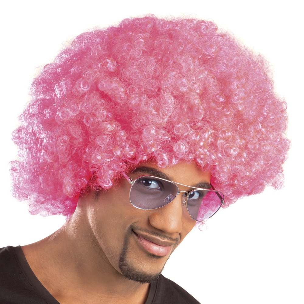 Afro peruk hot pink