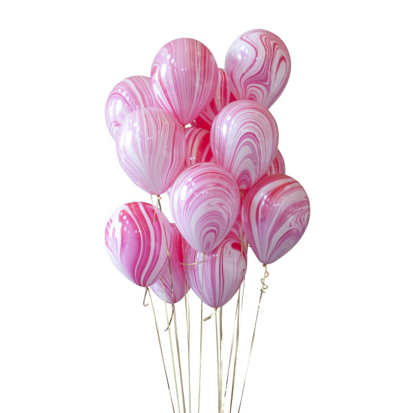 14st Heliumballonger Rosa/vit marmor