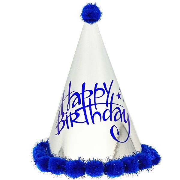 Happy birthday partyhatt blå