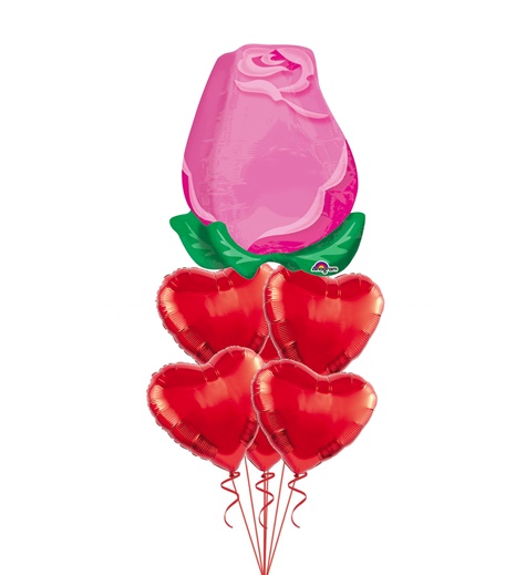 Alla hjärtansdag ballongbukett med ros