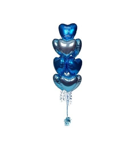 Ballongbukett Ljusblå med hjärtballonger