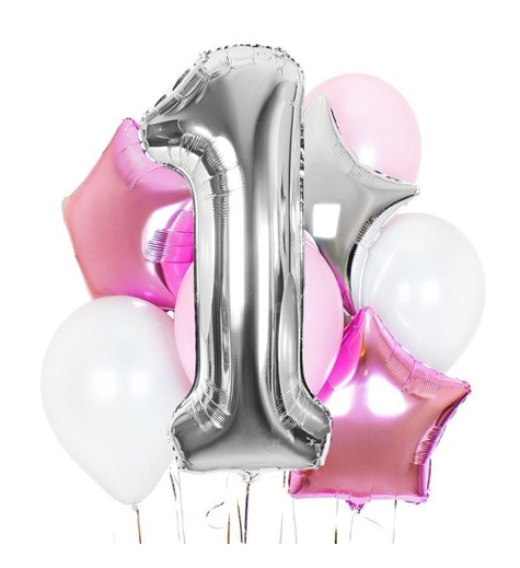 Födelsedags ballongbukett rosa