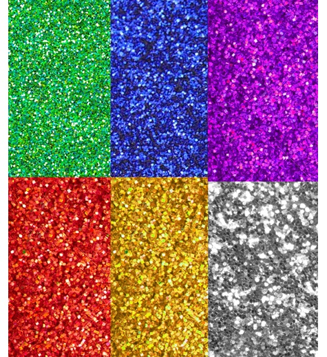 Finkornigt glitter 6färger 120g (96-pack)