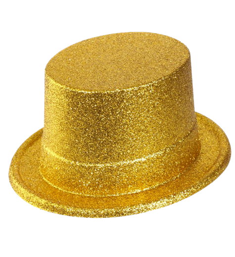 Glittriga Top hat Guld stor