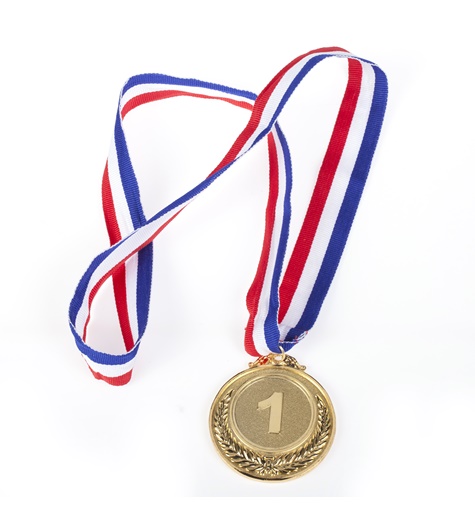 Medalj i guld med band