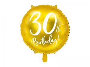 Foil Balloon 30th Birthday, gold, 45cm