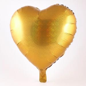 Folie ballong hologram hjärta guld