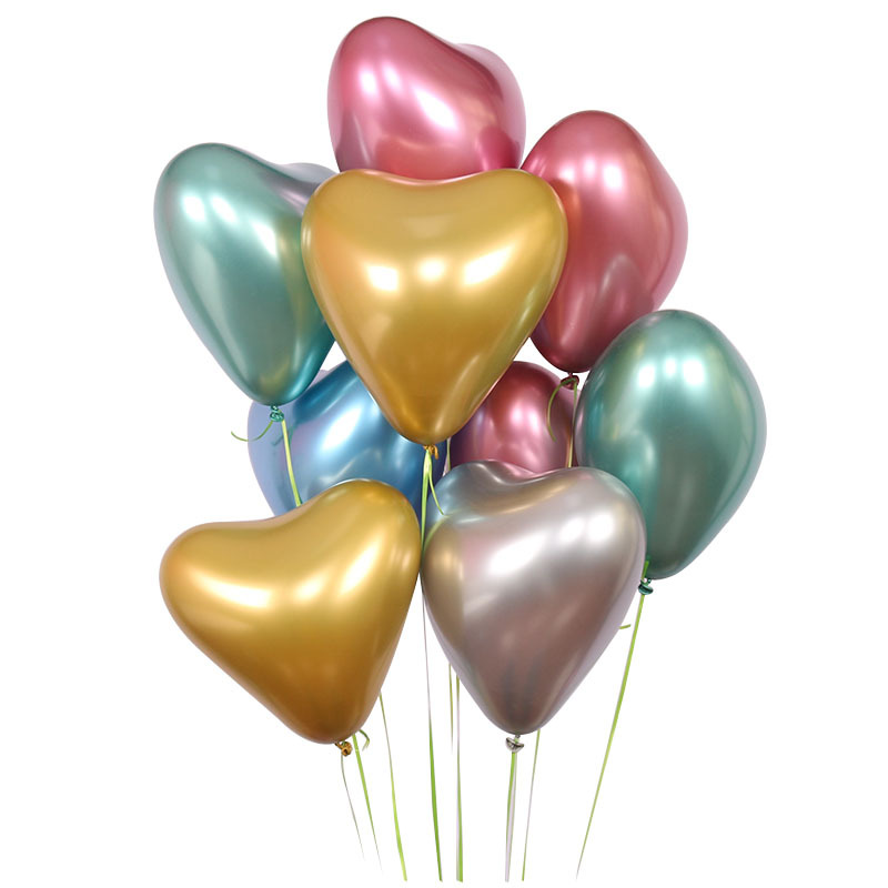 Chrome Hjärta med helium 10st ballonger