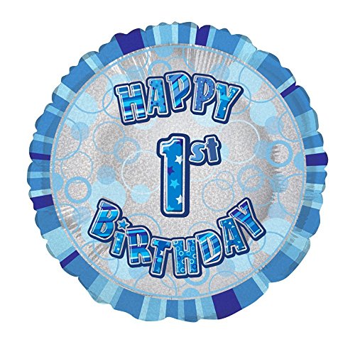 Ballong födelsedag  1år blå glitter
