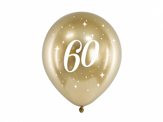 60 guld chromé latexballong 6-pack