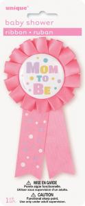 Mom to be badge rosa