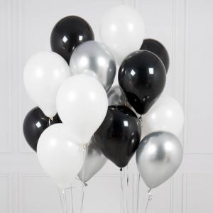 14st Heliumballonger Elegant Svart, vitt och silver
