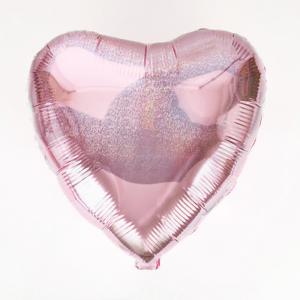 Folie ballong hologram hjärta ljusrosa