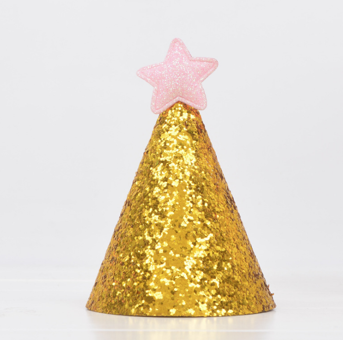 Glittrig mini hatt med stjärna rosa