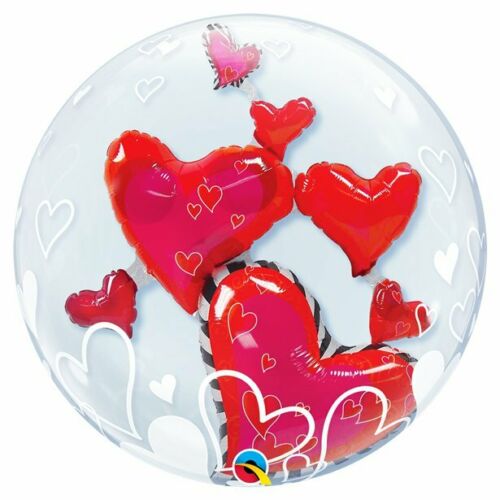 Röda Hjärtan Bubbles Heliumballong 56cm