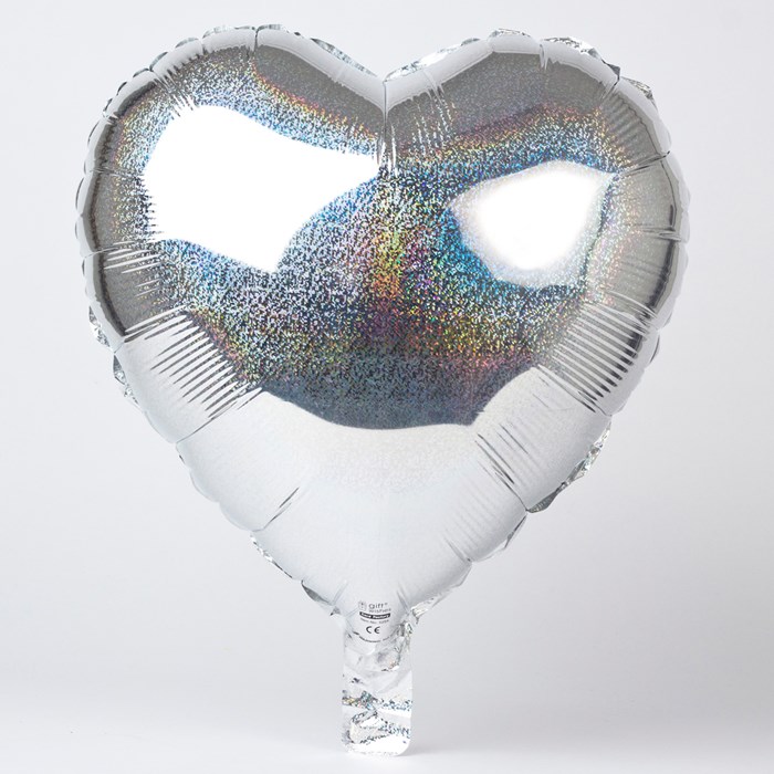 Folie ballong hologram hjärta silver