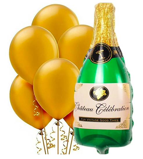 nyårsballonger guld ballonger champagne ballong