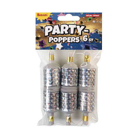 Partypoppers Silver 6-pack