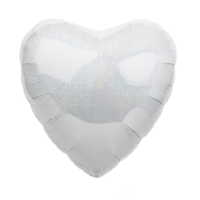 Folie ballong hologram hjärta vit